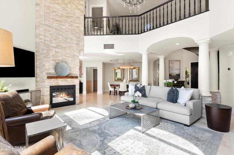 Living room open to dining room