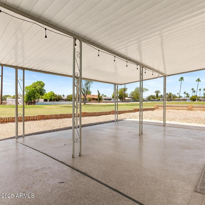 Covered Patio with Suburban View