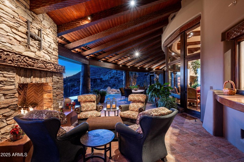 Cozy patio fireplace