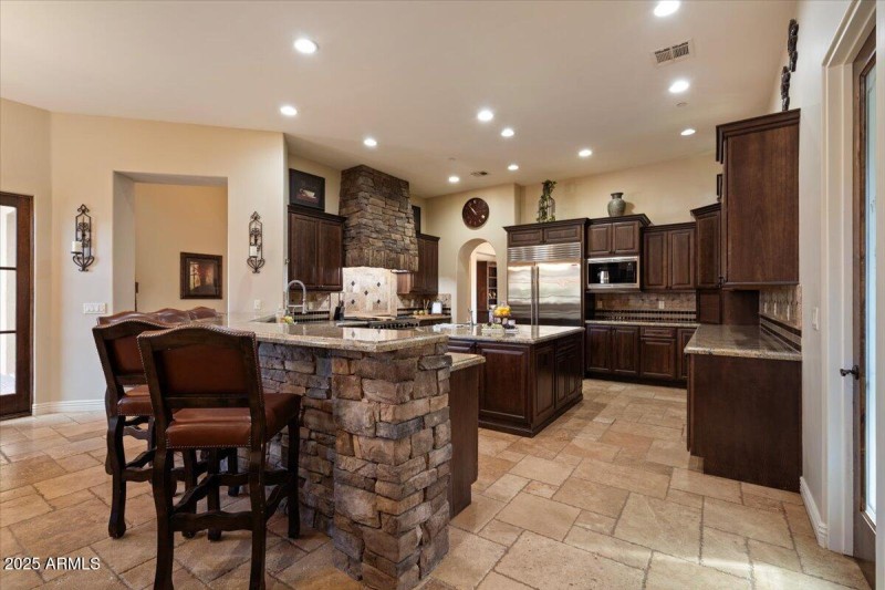 Kitchen with Stone-Inlay Island