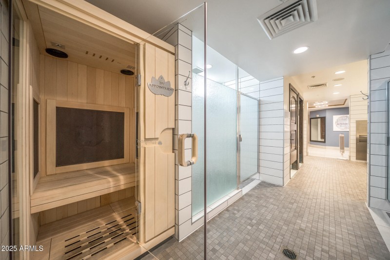 Fitness center sauna view