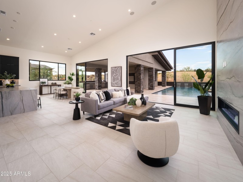 Great Room W Dual Sliding Glass Doors