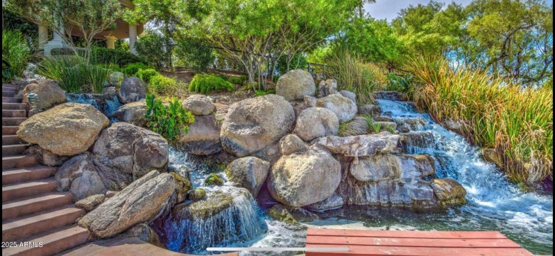 waterfall and steps
