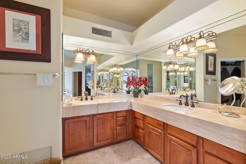 Primary bath his and her sinks