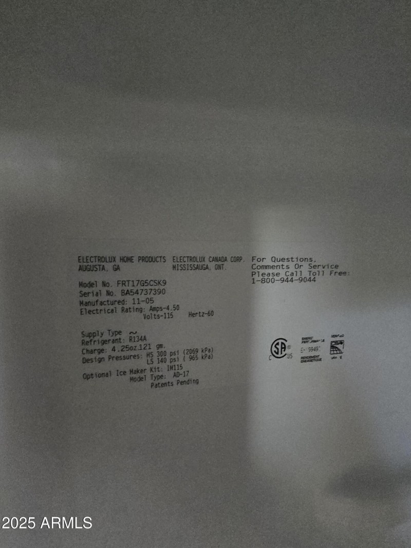 refrigerator model #