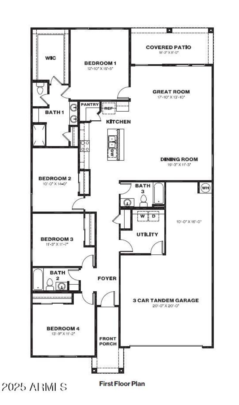 Saguaro Floor Plan 3 Car Tandem