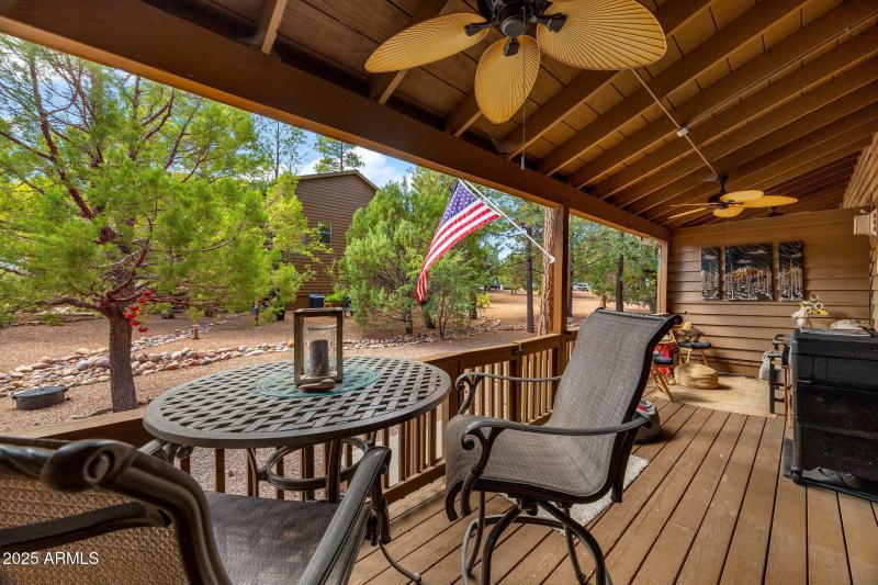 Private back deck with fans