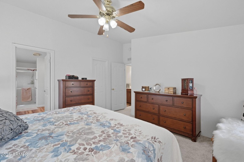 Master bedroom view into master bathroom