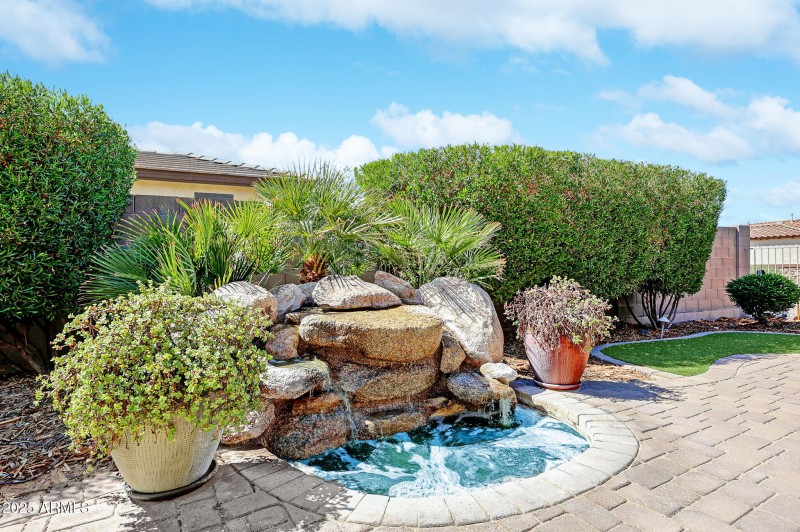 Soothing water feature in the backyard