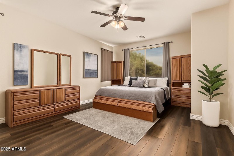 VIRTUALLY staged primary bedroom