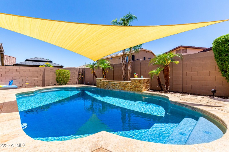 Shaded Pebbletec Pool