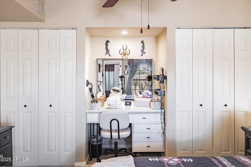 Vanity & side by side new closets