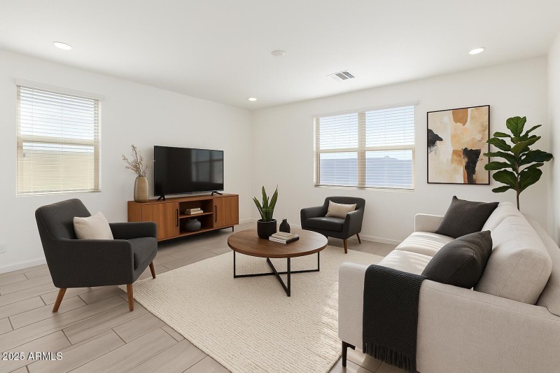 Living room digitally staged