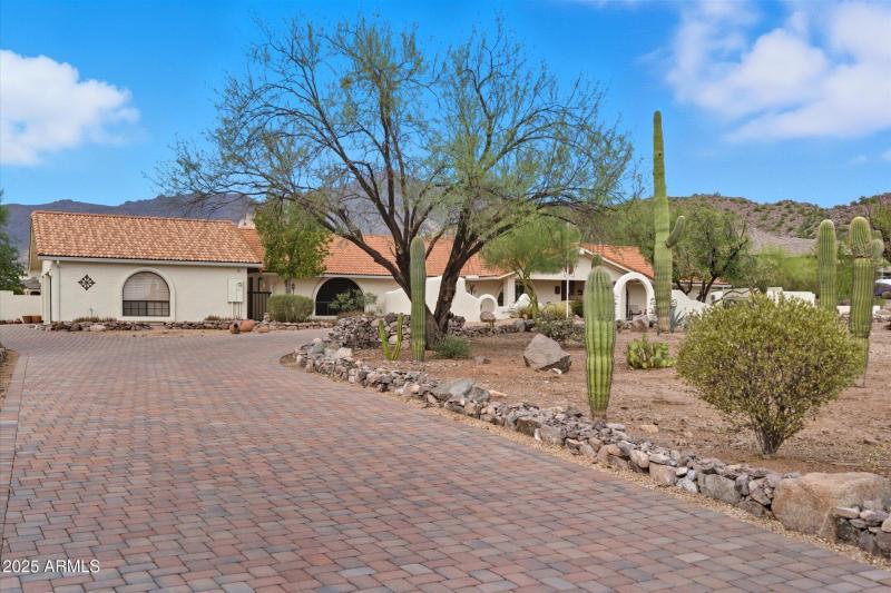 West circular paved driveway