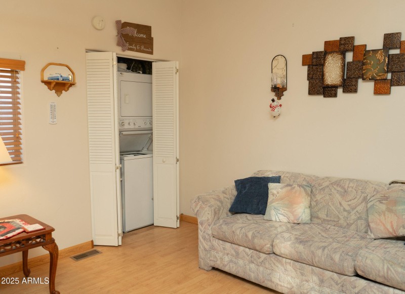 Stacked Laundry in Closet