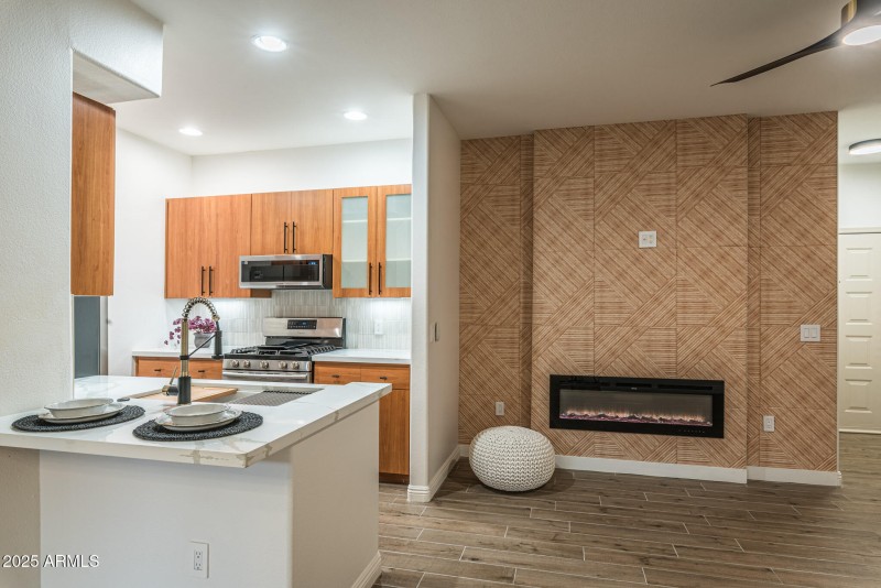 Custom Designed Wall with Fireplace