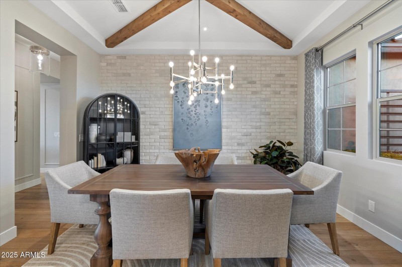 Dining Room with Custom lighting, Wood B