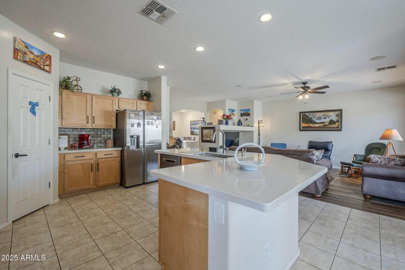 Kitchen view to the greatroom