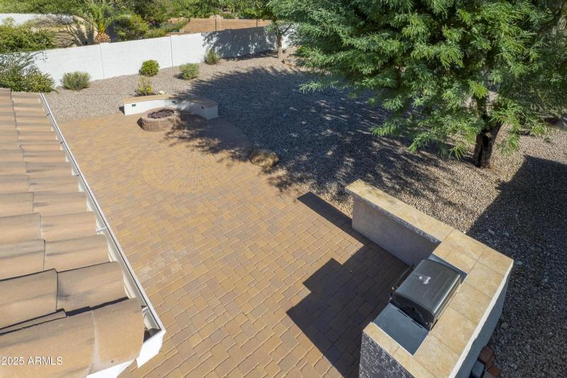Overhead of Built in BBQ and Gas Firepit