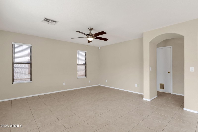 Great room to Laundry, Powder Room, and