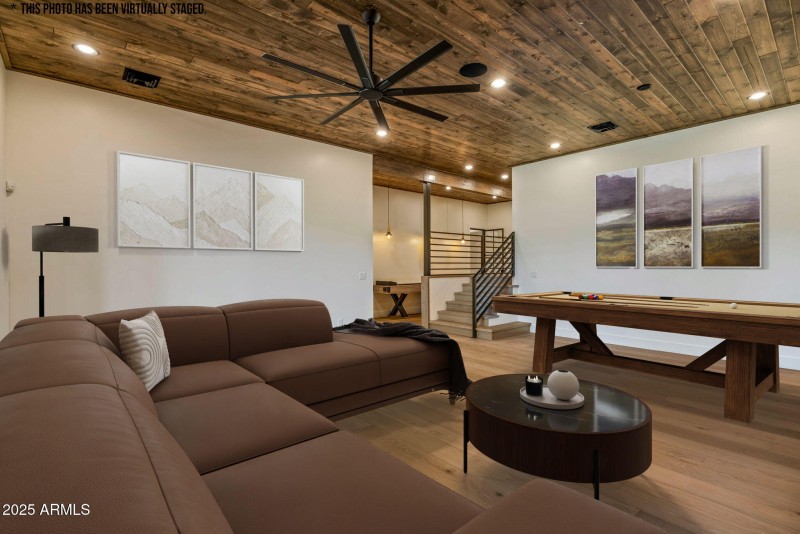 Digitally Staged Lower Level Living Room