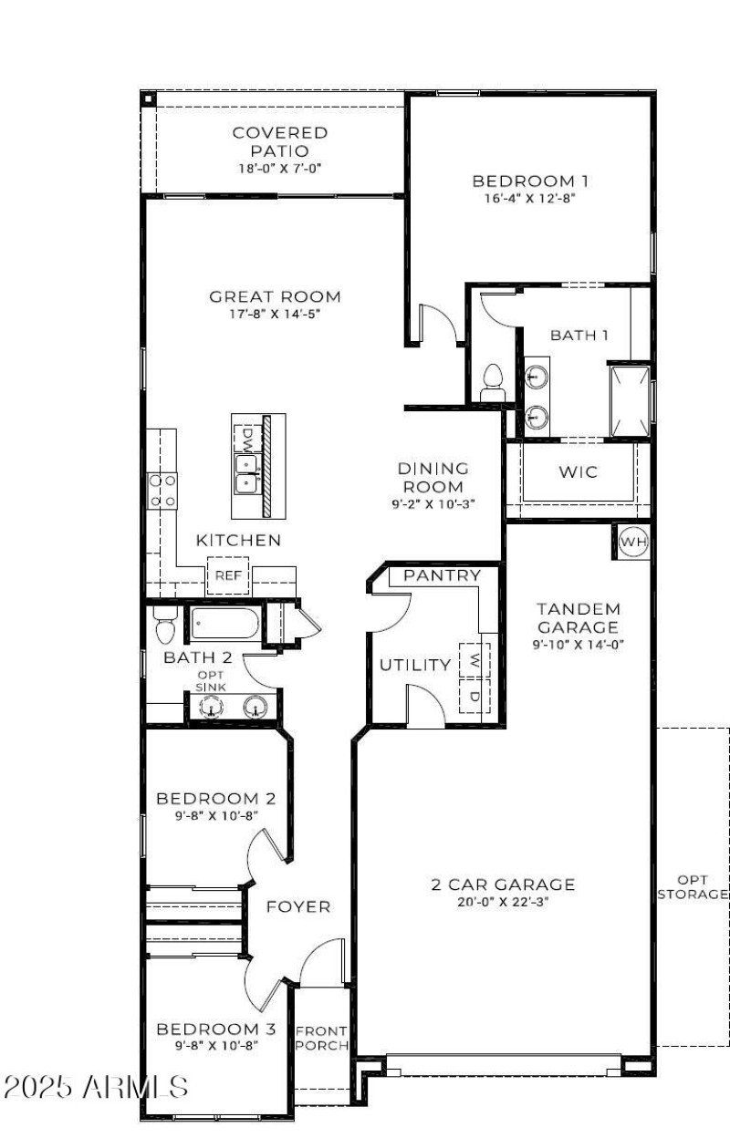 Dove 1601 SF with 3 Bdrms, 2 Baths, 3 Ca