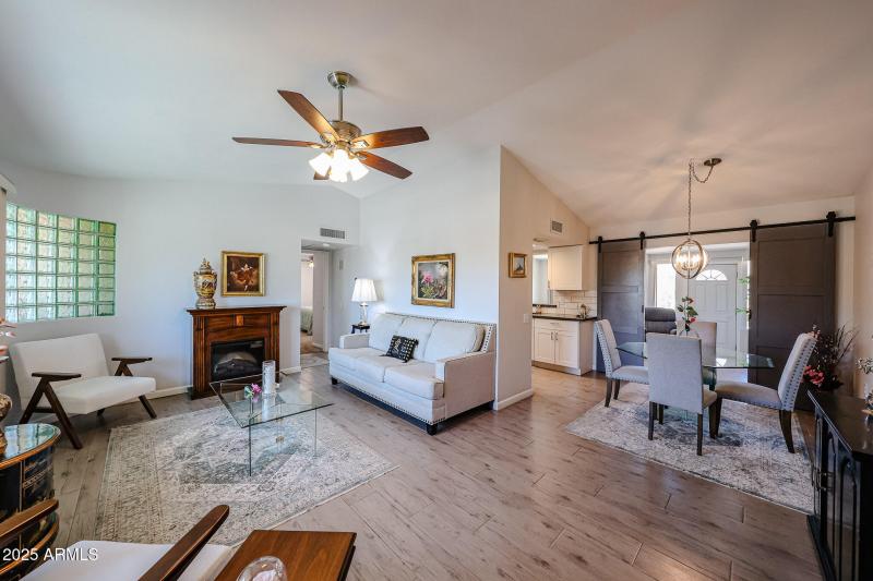 Living room leading to primary BR