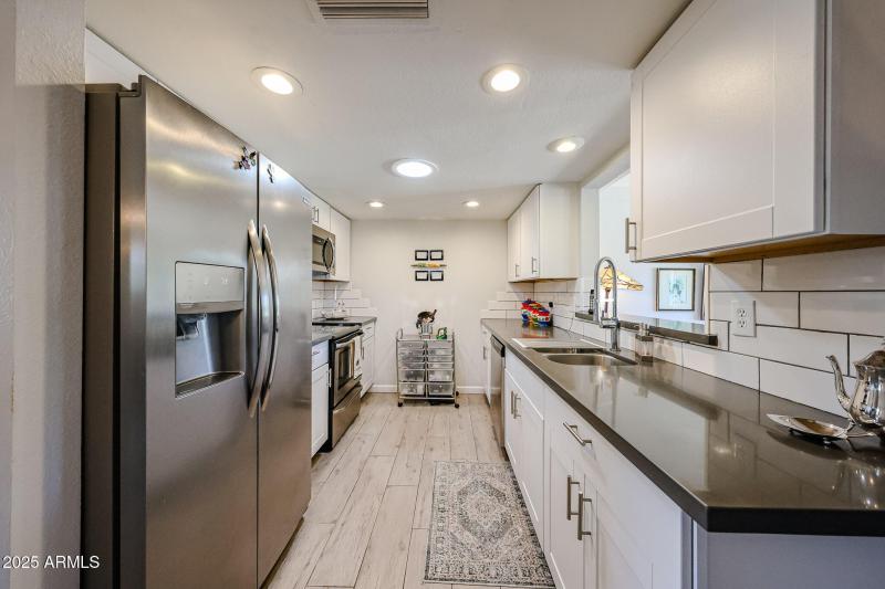 Kitchen with quartzite counters