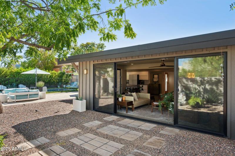 Living room opens wide to rear yard
