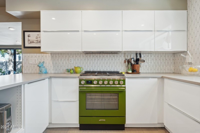 Olive green SMEG Portofino gas range