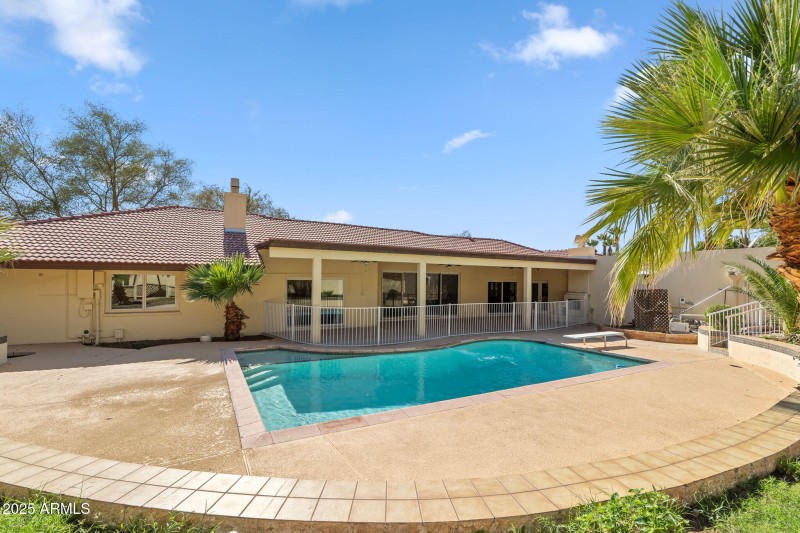 Back patio with pool