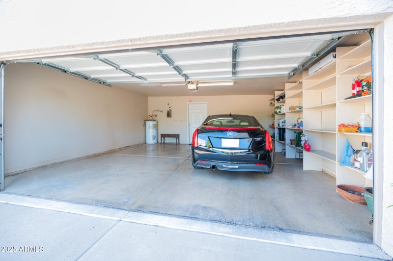 Two-Car Garage with Shelves for Storage