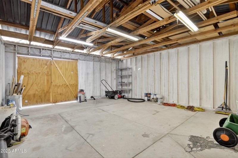 Detached shed interior