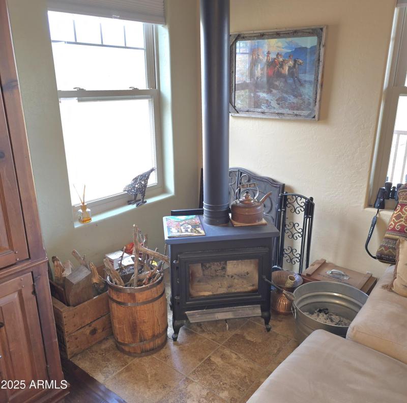 Firewood Burning Stove on Ceramic Tile H