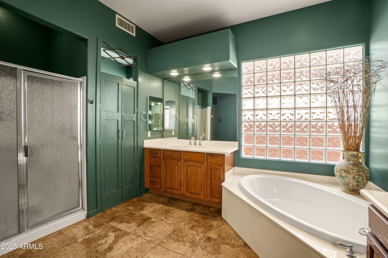 Separate tub and shower