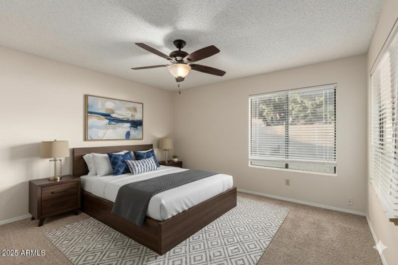 Master bedroom staged