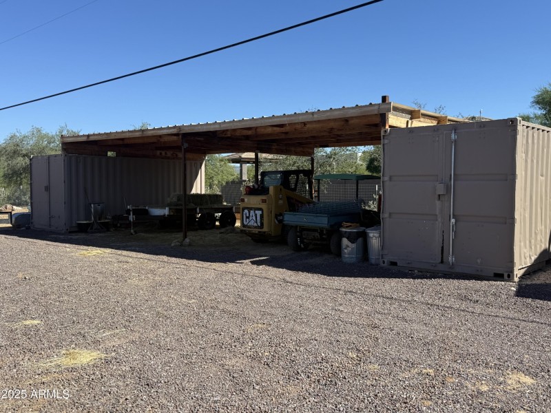 Covered storage area with two 20' conex