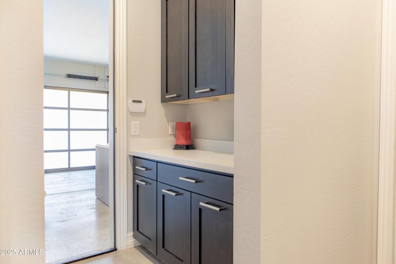 Entry from garage cabinets