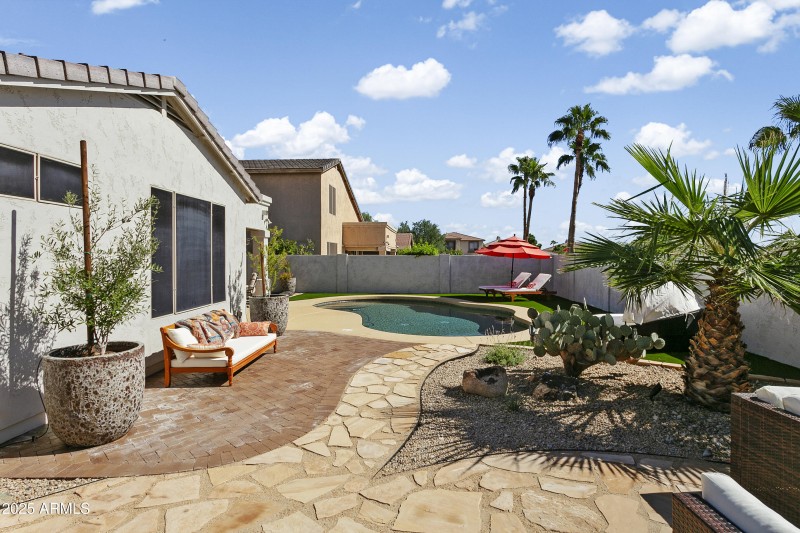 Pool with new hardscape