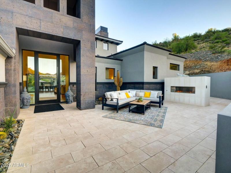 Courtyard with fireplace