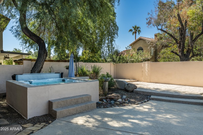 Spa and elevated lounge area