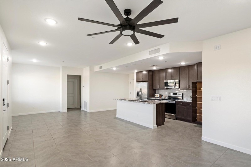 Full View of Great Room into Kitchen