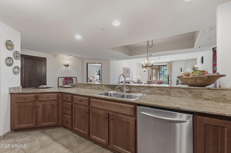 Island Overlooks Dining and Living Area