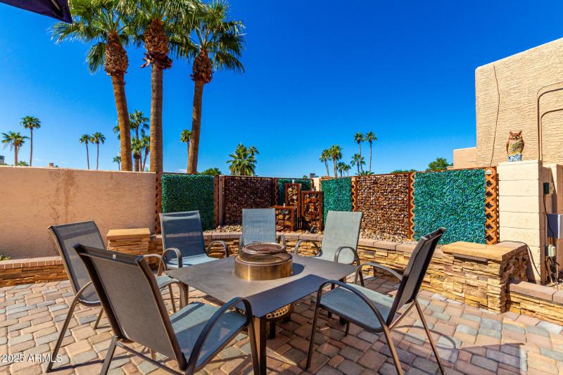 Front patio with fountains