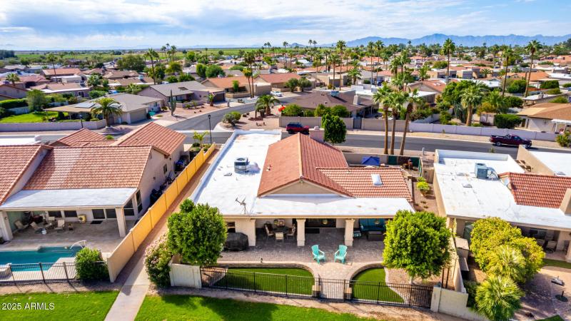 Full rear aerial view