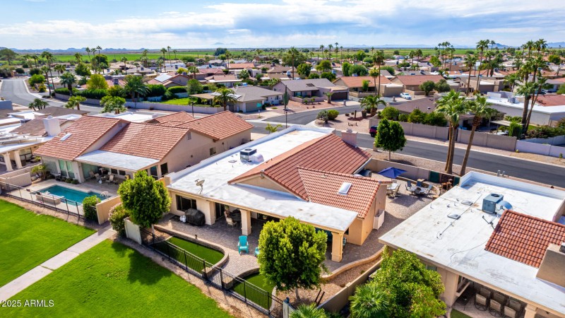 Full rear and sides aerial view