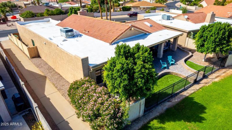 Rear aerial showing patio