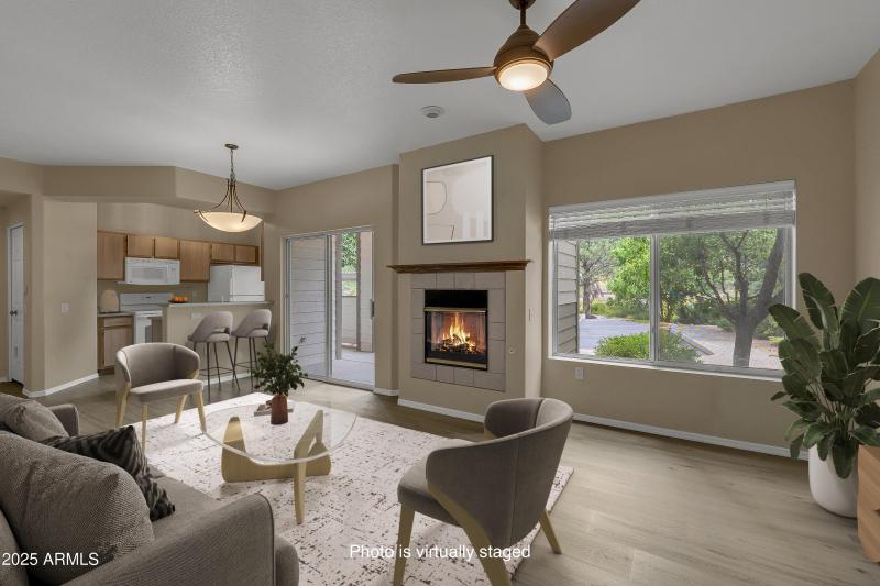 Great room virtually staged