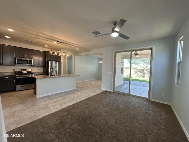 Family room and kitchen