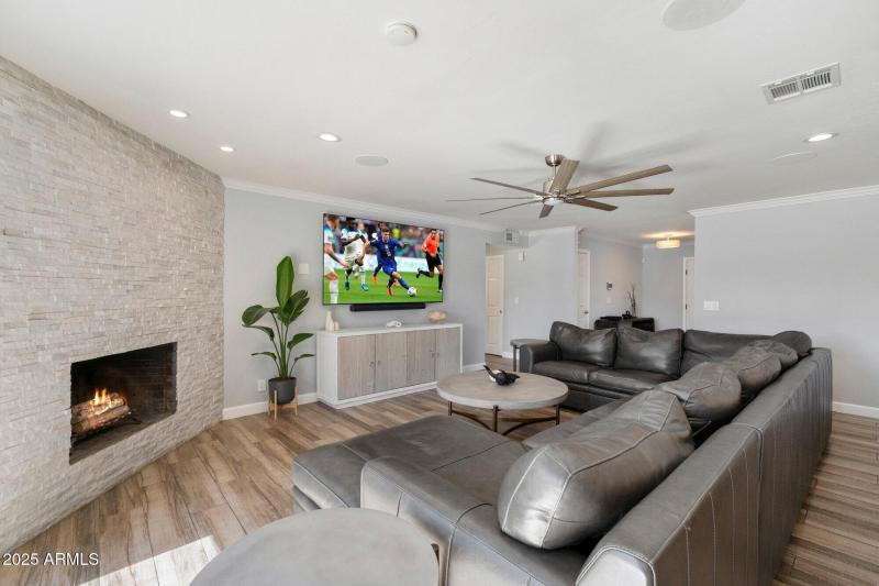 Stacked Stone Fireplace